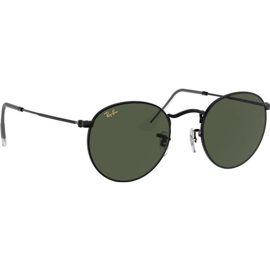 Round Metal RB3447, Black/Green Glass Lenses 50 Eye Size