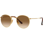 Round Metal RB3447, Gold/Brown Gradient Glass Lenses 50 Eye Size