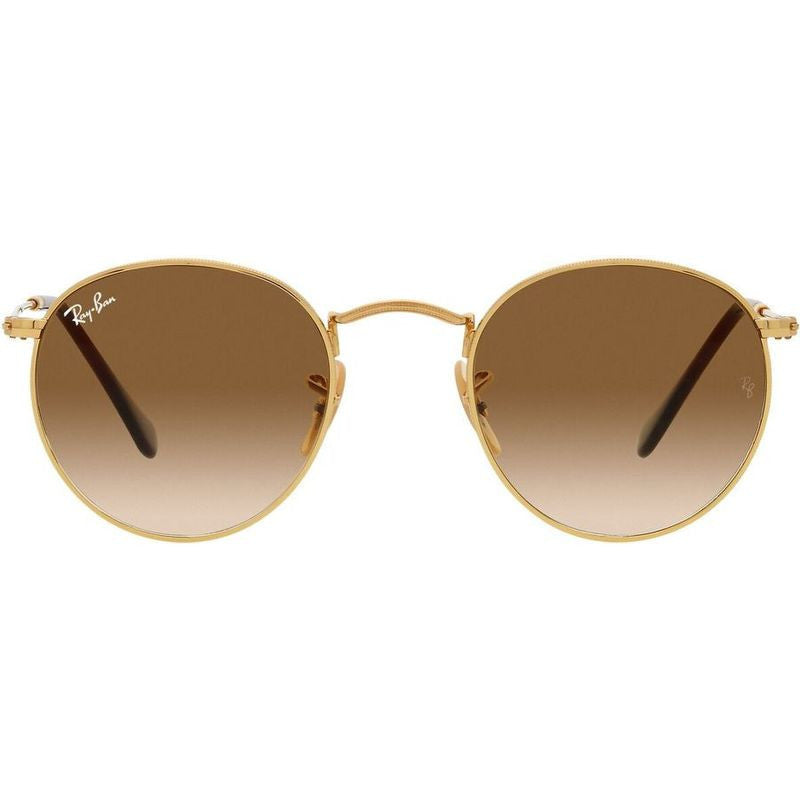Round Metal RB3447, Gold/Brown Gradient Glass Lenses 50 Eye Size