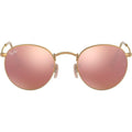 Round Metal RB3447, Gold/Brown Pink Mirror Glass Lenses 50 Eye Size