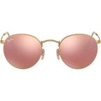 Round Metal RB3447, Gold/Brown Pink Mirror Glass Lenses 50 Eye Size