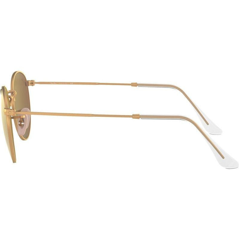 Round Metal RB3447, Gold/Brown Pink Mirror Glass Lenses 50 Eye Size