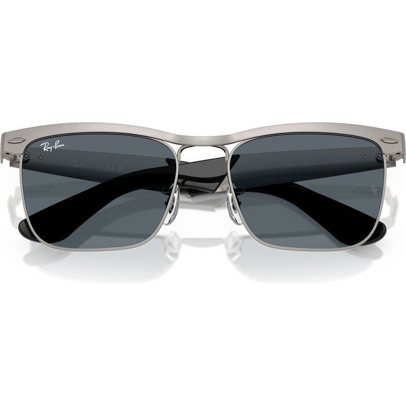 Wayfarer Deluxe RB3875, Sandblasted Gunmetal/Blue Glass Lenses 56 Eye Size