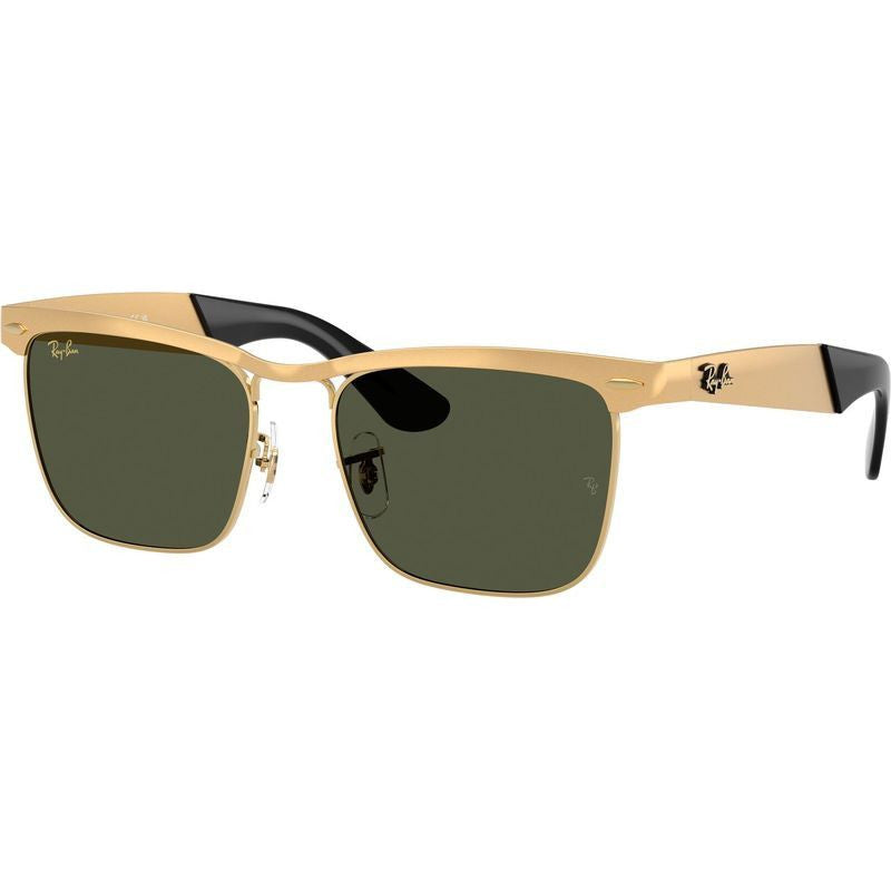 Wayfarer Deluxe RB3875, Sandblasted Legend Gold/Green Glass Lenses 56 Eye Size