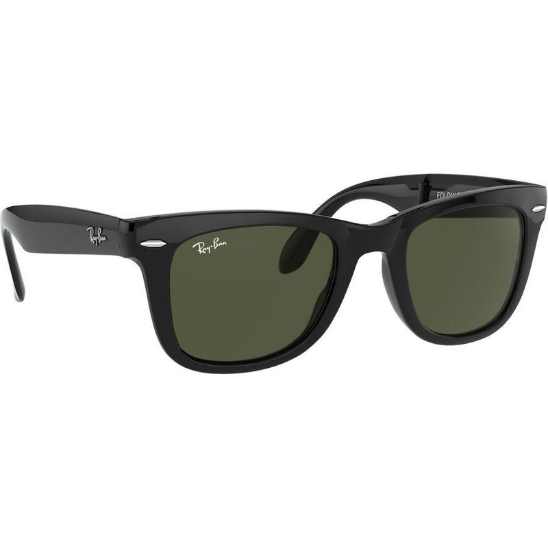 Wayfarer Folding RB4105, Black/Green Glass Lenses 50 Eye Size