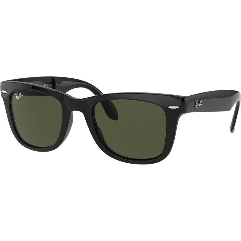 Wayfarer Folding RB4105, Black/Green Glass Lenses 50 Eye Size
