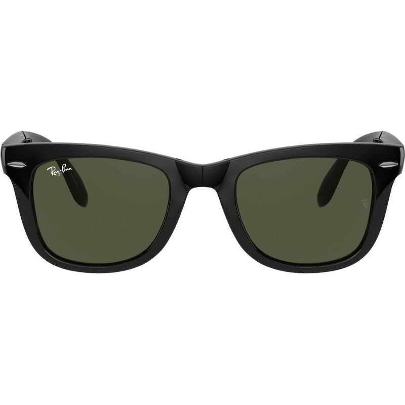 Wayfarer Folding RB4105, Black/Green Glass Lenses 50 Eye Size