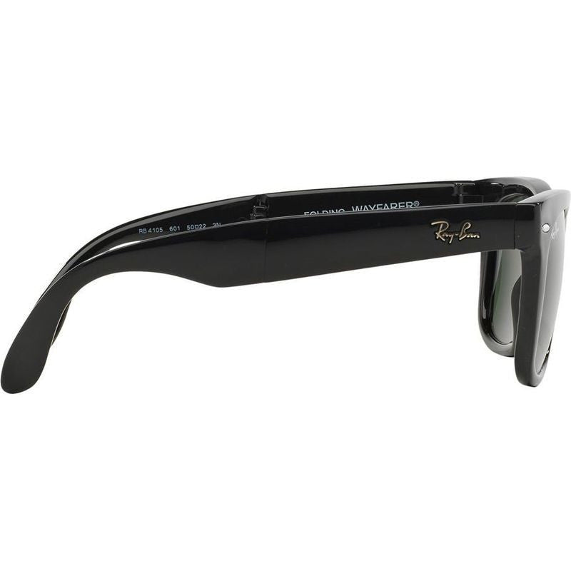 Wayfarer Folding RB4105, Black/Green Glass Lenses 50 Eye Size