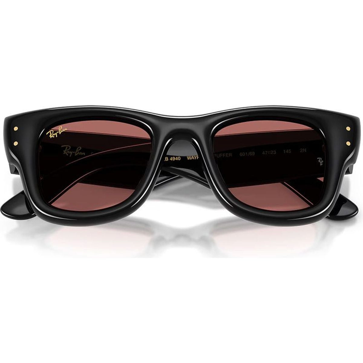 Wayfarer Puffer RB4940, Black/Dark Violet Lenses 47 Eye Size