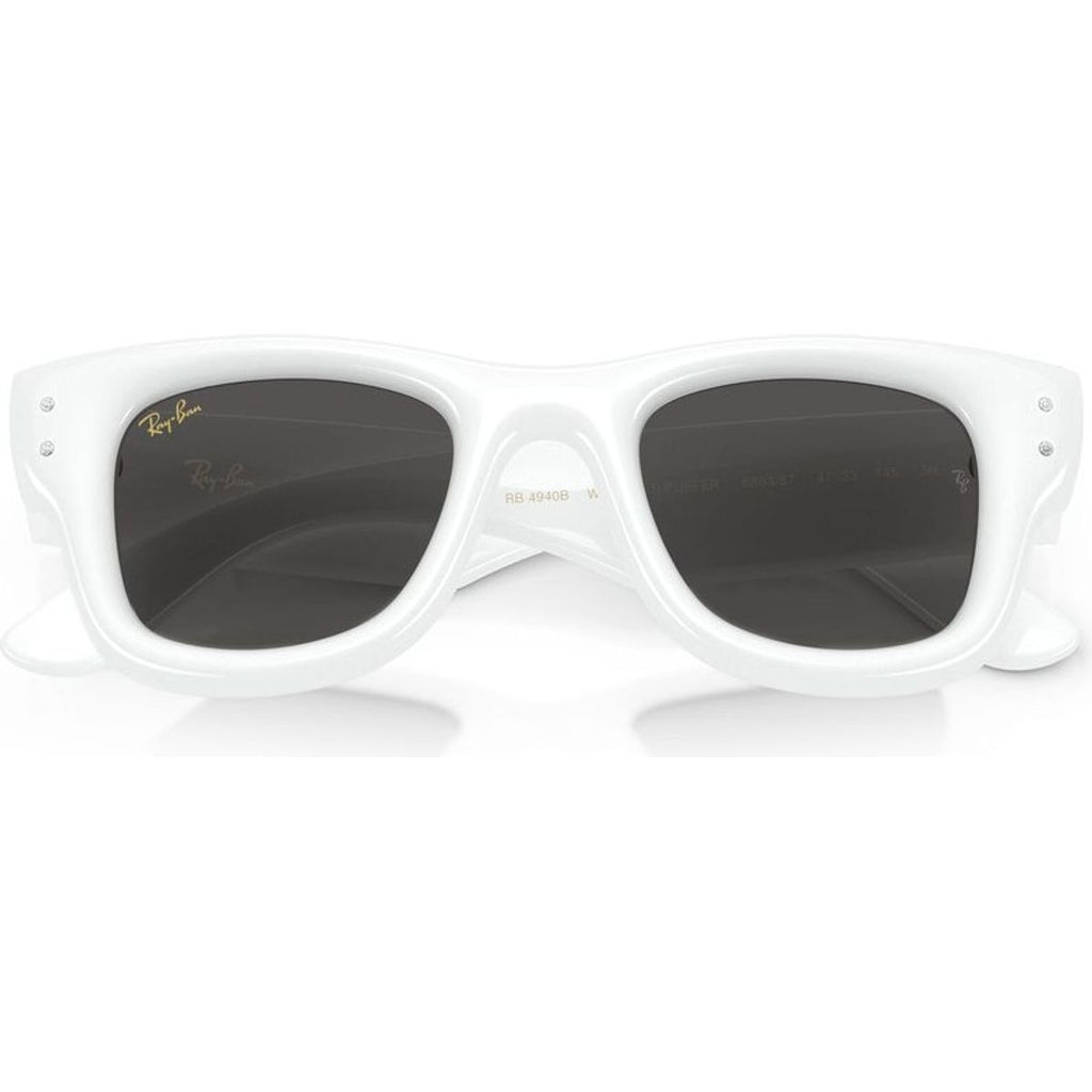 Wayfarer Puffer RB4940B, White and Strass/Dark Grey Lenses