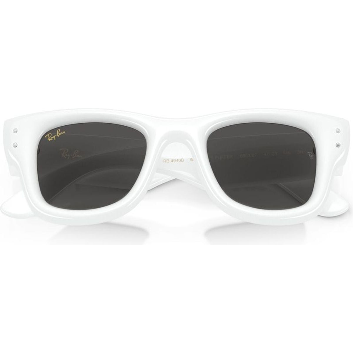 Wayfarer Puffer RB4940B, White and Strass/Dark Grey Lenses