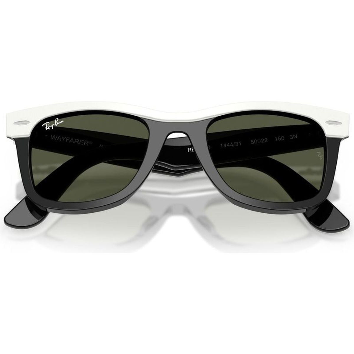 Wayfarer RB2240, White on Black/Green Glass Lenses