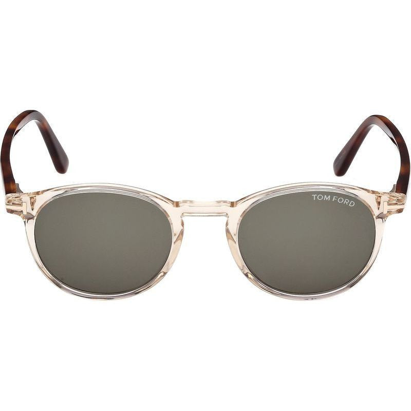 Andrea 02 FT0539, Shiny Light Brown and Blonde Havana/Green Lenses