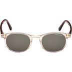 Andrea 02 FT0539, Shiny Light Brown and Blonde Havana/Green Lenses