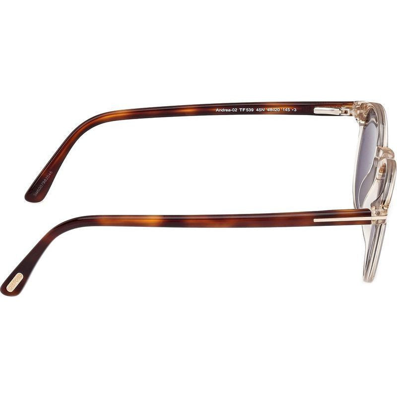 Andrea 02 FT0539, Shiny Light Brown and Blonde Havana/Green Lenses