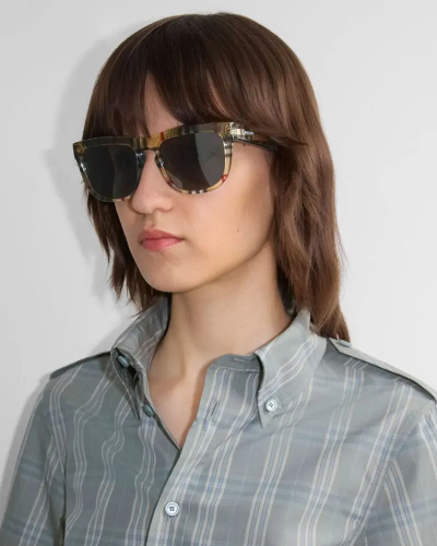 Model wearing Burberry sunglasses